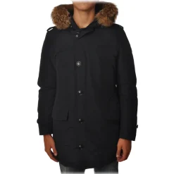 Woolrich - Parka with Hood and Elbow Patches  - Blue - Jacket - Luxury Exclusive Collection - Avvenice