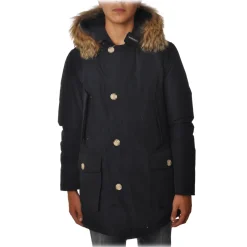 Woolrich - Parka with Hood and Contrast Buttons  - Blue - Jacket - Luxury Exclusive Collection - Avvenice