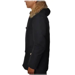 Woolrich - Parka with Hood and Contrast Buttons  - Blue - Jacket - Luxury Exclusive Collection - Avvenice