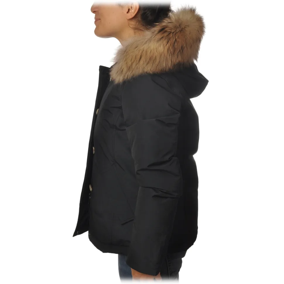 Woolrich - Short Down Artic PA Jacket with Removable Fur-trimmed Hood - Blue - Jacket - Luxury Exclusive Collection - Avvenice