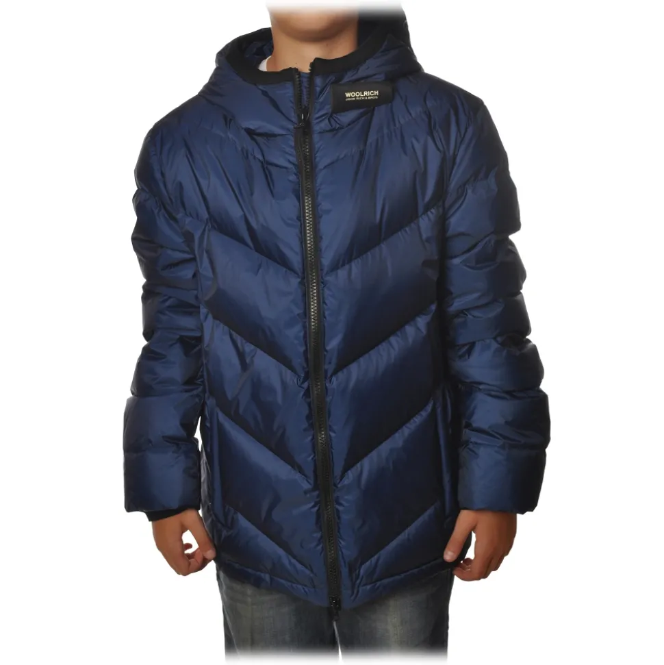 Woolrich - Short Down Hooded Jacket Chevron - Aviation - Jacket - Luxury Exclusive Collection - Avvenice