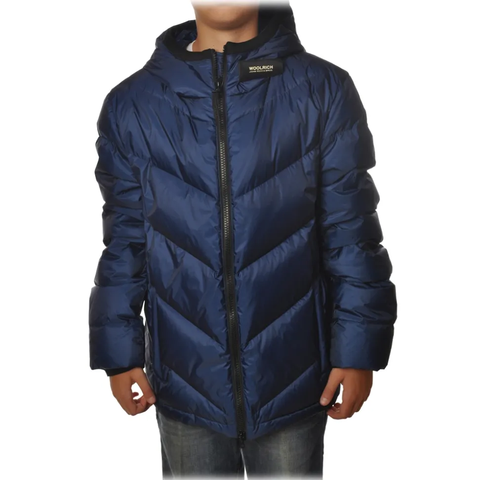 Woolrich - Short Down Jacket in Quilted Effect - Blue - Jacket - Luxury Exclusive Collection - Avvenice
