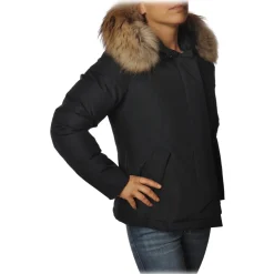 Woolrich - Short Jacket with Fur-Trimmed Hood - Blue - Jacket - Luxury Exclusive Collection - Avvenice