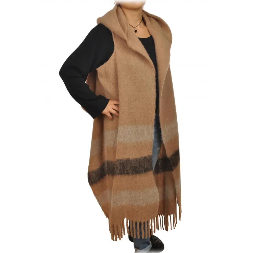 Woolrich - Striped Patterned Mantle - Black/Beige - Jacket - Luxury Exclusive Collection - Avvenice