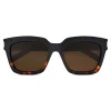 Yves Saint Laurent - Bold SL1 Sunglasses with Square Thick Frames and Nylon Lenses Brown and Havana - Saint Laurent Eyewear - Avvenice