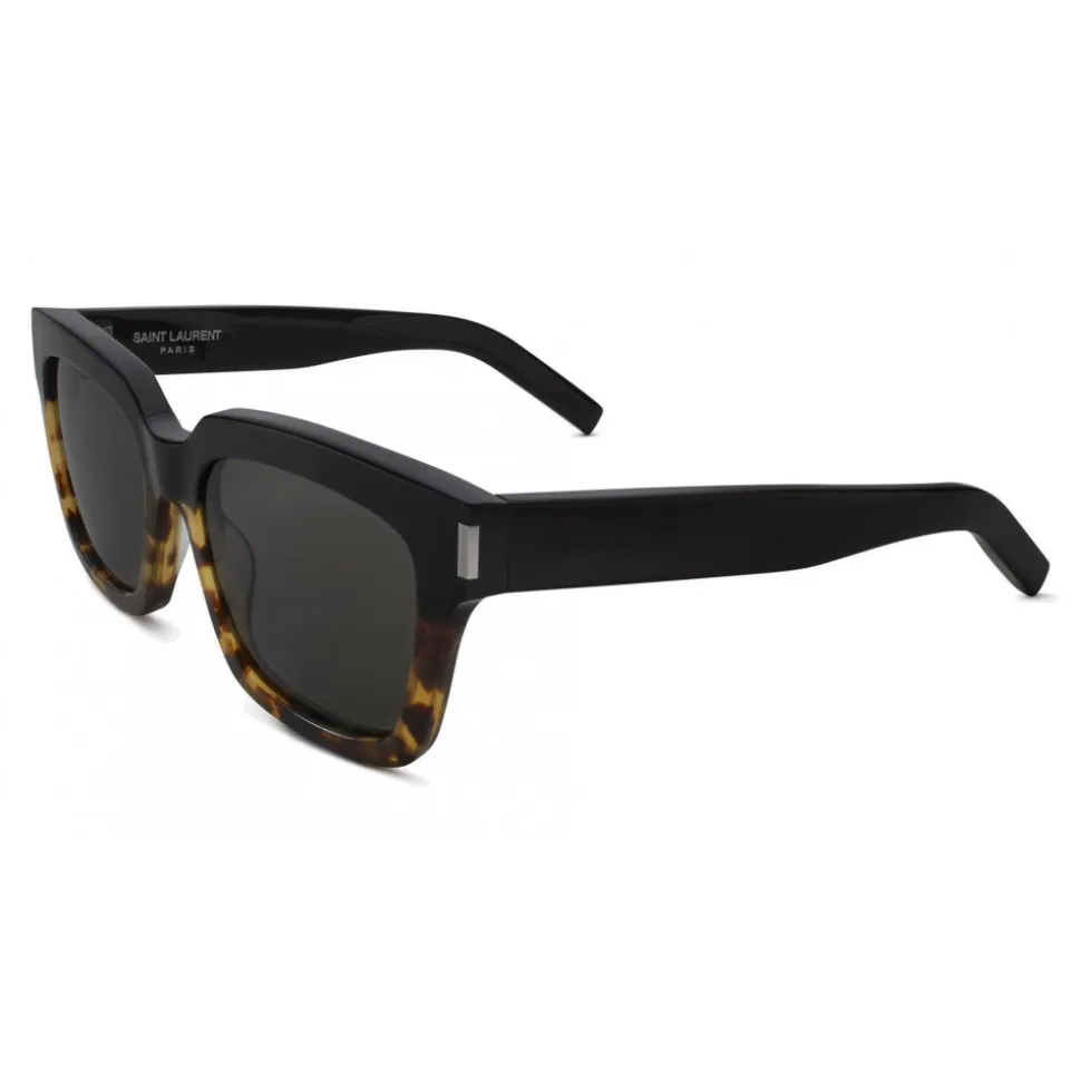 Yves Saint Laurent - Bold SL1 Sunglasses with Square Thick Frames and Nylon Lenses Black and Havana - Saint Laurent Eyewear - Avvenice