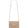 Yves Saint Laurent - Cassandre Envelope Chain Wallet in Grain De Poudre Leather - Dark Beige - Exclusive Collection - Avvenice