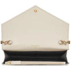 Yves Saint Laurent - Cassandre Envelope Chain Wallet in Grain De Poudre Leather - Crema Soft - Exclusive Collection - Avvenice