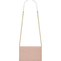 Yves Saint Laurent - Cassandre Envelope Chain Wallet in Grain De Poudre Leather - Pale Pink - Exclusive Collection - Avvenice