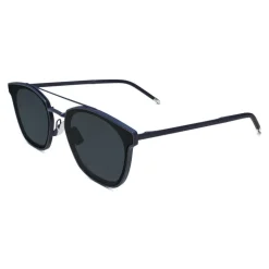 Yves Saint Laurent - Classic SL 28 Metal Sunglasses with Rounded Square Frame - Blue - Saint Laurent Eyewear - Avvenice
