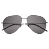 Yves Saint Laurent - Classic SL 11 Aviator Sunglasses with Iron Bridge - Oxidized Silver - Saint Laurent Eyewear - Avvenice