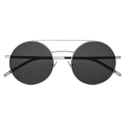 Yves Saint Laurent - Classic SL 210 Round Sunglasses with Double Metal Bridge - Grey - Saint Laurent Eyewear - Avvenice