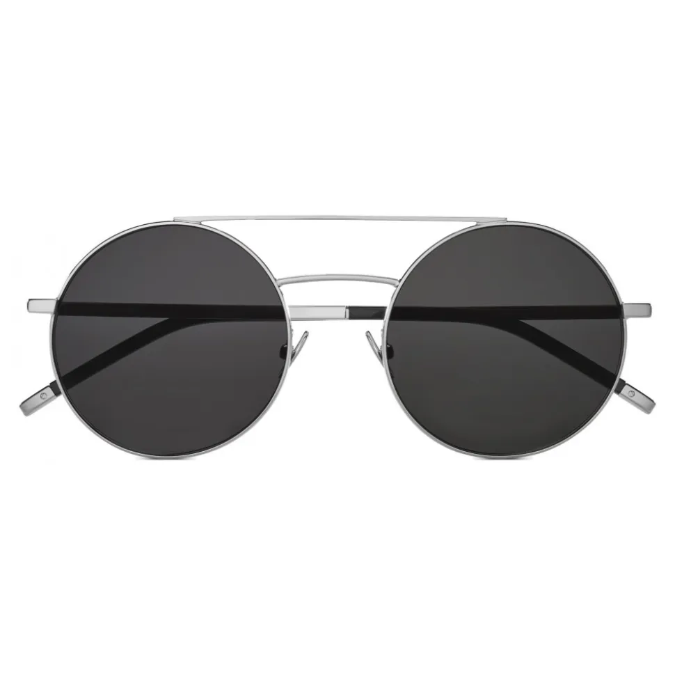Yves Saint Laurent - Classic SL 210 Round Sunglasses with Double Metal Bridge - Grey - Saint Laurent Eyewear - Avvenice