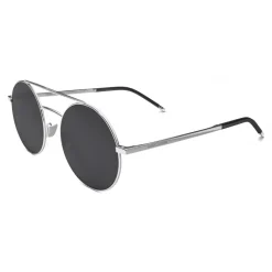Yves Saint Laurent - Classic SL 210 Round Sunglasses with Double Metal Bridge - Grey - Saint Laurent Eyewear - Avvenice