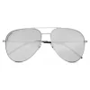 Yves Saint Laurent - Classic SL 11 Folk Aviator Sunglasses with Double Metal Bridge - Oxidized Silver - Saint Laurent Eyewear - Avvenice
