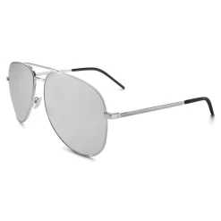 Yves Saint Laurent - Classic SL 11 Folk Aviator Sunglasses with Double Metal Bridge - Oxidized Silver - Saint Laurent Eyewear - Avvenice
