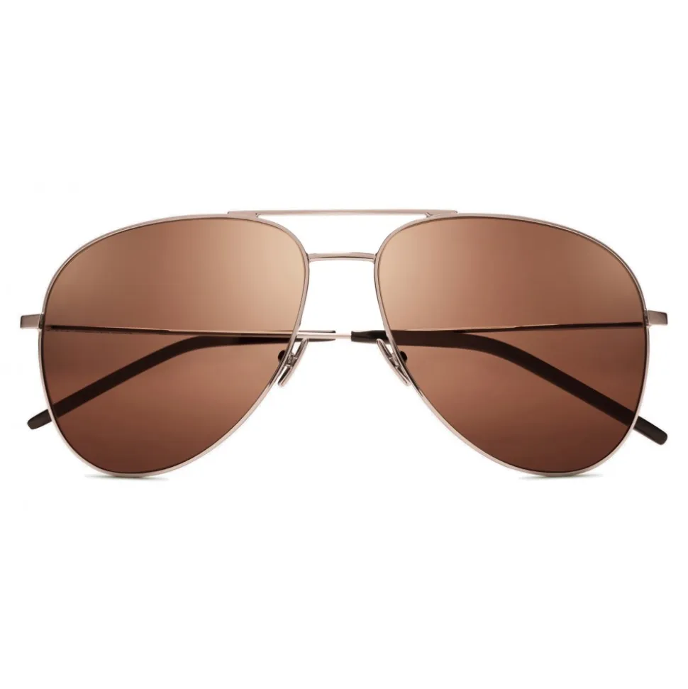 Yves Saint Laurent - Classic SL 11 Aviator Sunglasses with Double Metal Bridge - Champagne - Saint Laurent Eyewear - Avvenice