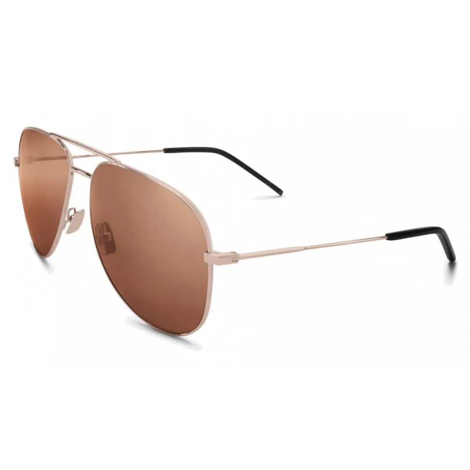 Yves Saint Laurent - Classic SL 11 Aviator Sunglasses with Double Metal Bridge - Champagne - Saint Laurent Eyewear - Avvenice