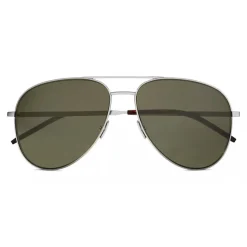 Yves Saint Laurent - Classic SL 11 Folk Aviator Sunglasses with Double Metal Bridge - Silver - Saint Laurent Eyewear - Avvenice