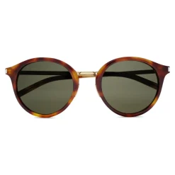 Yves Saint Laurent - Classic SL 57 Round Sunglasses with Metal Bridge - Light Havana - Saint Laurent Eyewear - Avvenice