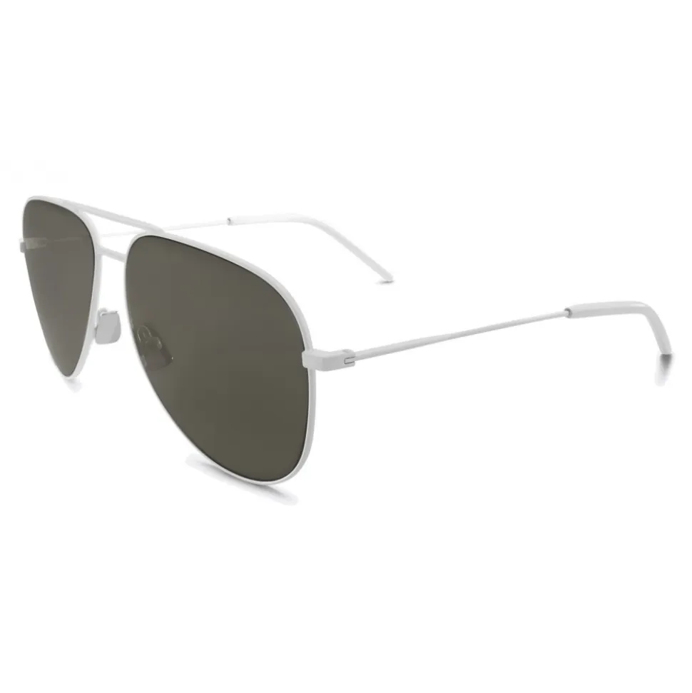 Yves Saint Laurent - Classic SL 11 Aviator Sunglasses with Double Metal Bridge - White - Saint Laurent Eyewear - Avvenice