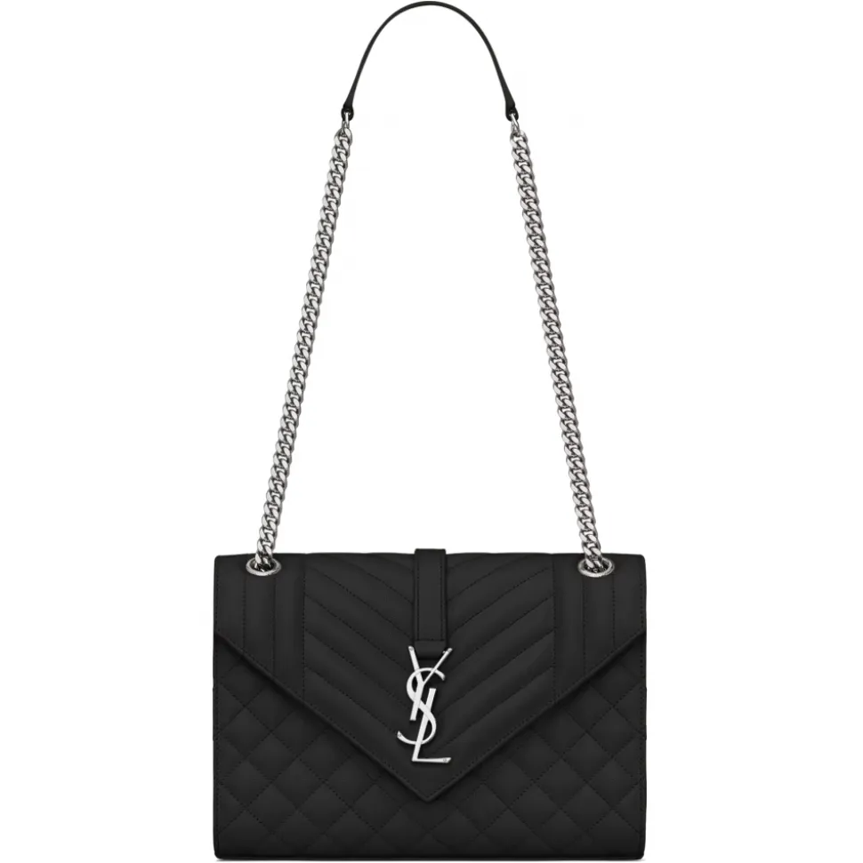 Yves Saint Laurent - Envelope Medium in Quilted Embossed Leather - Black - Saint Laurent Exclusive Collection - Avvenice
