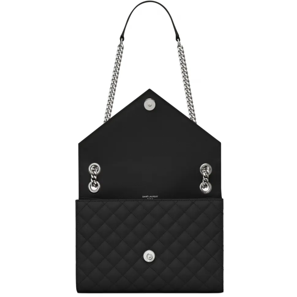 Yves Saint Laurent - Envelope Medium in Quilted Embossed Leather - Black - Saint Laurent Exclusive Collection - Avvenice