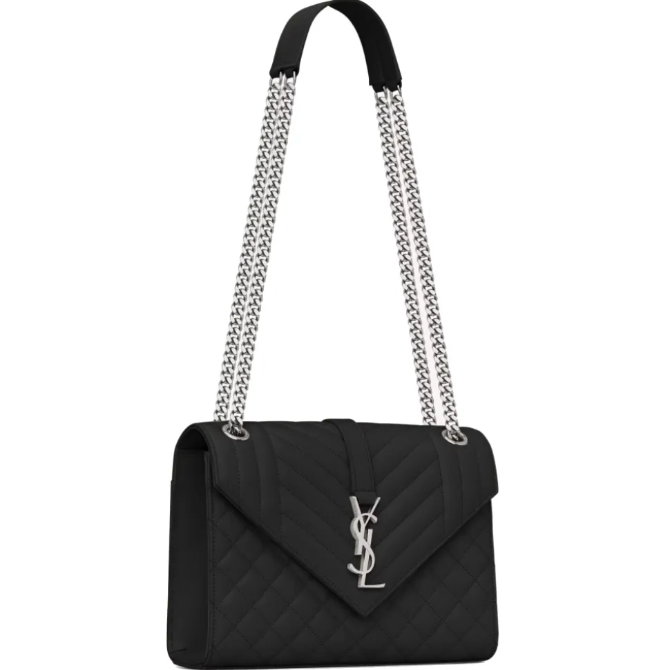 Yves Saint Laurent - Envelope Medium in Quilted Embossed Leather - Black - Saint Laurent Exclusive Collection - Avvenice