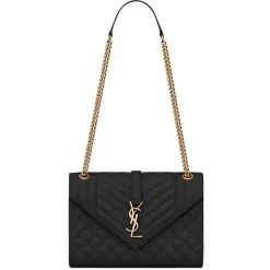Yves Saint Laurent - Envelope Medium Embossed Leather - Black Light Bronze - Saint Laurent Exclusive Collection - Avvenice