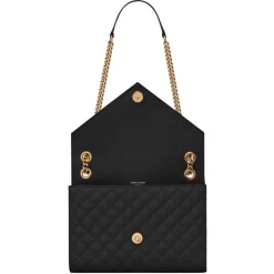 Yves Saint Laurent - Envelope Medium Embossed Leather - Black Light Bronze - Saint Laurent Exclusive Collection - Avvenice