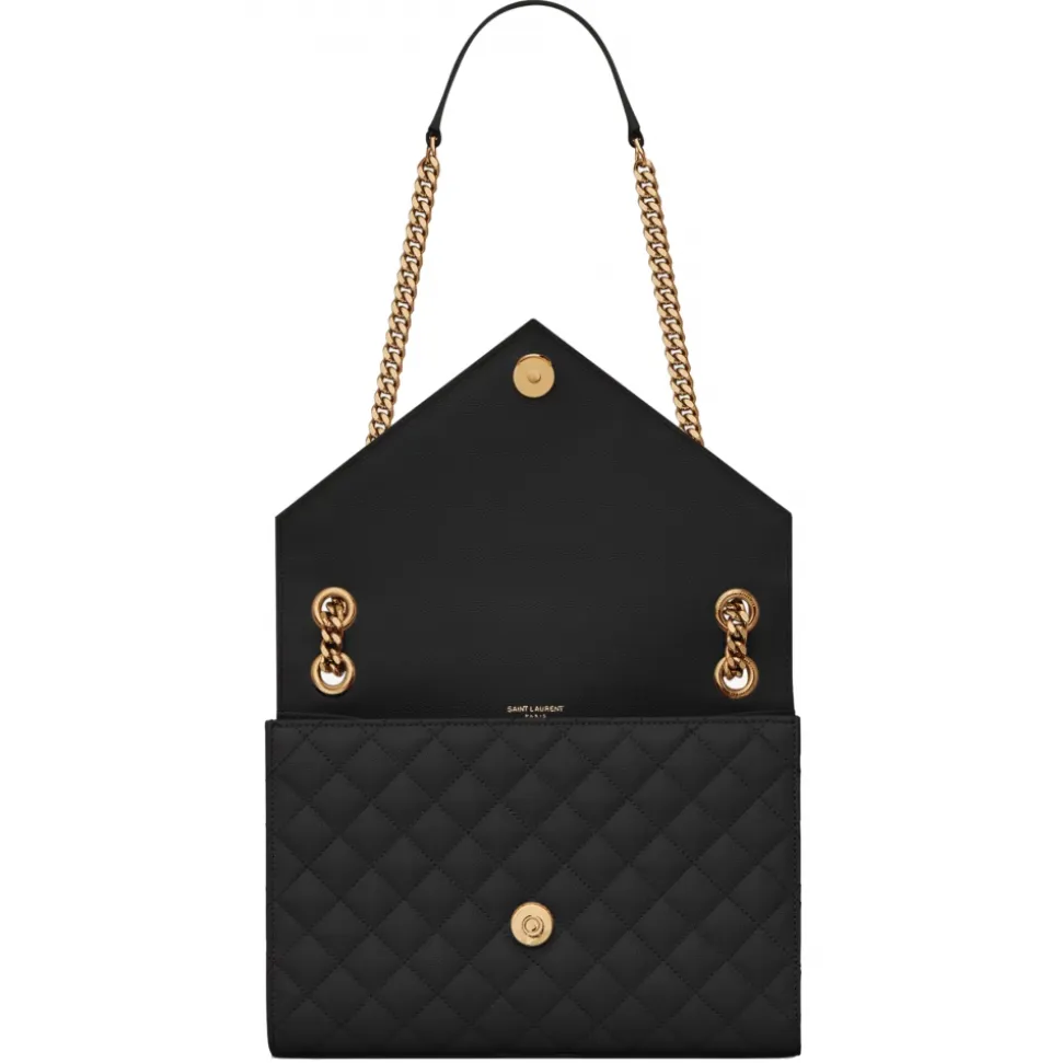 Yves Saint Laurent - Envelope Medium Embossed Leather - Black Light Bronze - Saint Laurent Exclusive Collection - Avvenice
