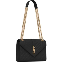 Yves Saint Laurent - Envelope Medium Embossed Leather - Black Light Bronze - Saint Laurent Exclusive Collection - Avvenice