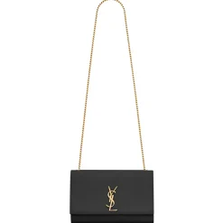 Yves Saint Laurent - Kate Medium in Grain de Poudre Embossed Leather - Black Light Bronze - Saint Laurent Exclusive Collection - Avvenice