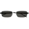 Yves Saint Laurent - Monogramme Rectangular SL M49 Sunglasses - Black Silver - Saint Laurent Eyewear - Avvenice