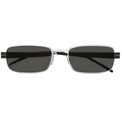 Yves Saint Laurent - Monogramme Rectangular SL M49 Sunglasses - Black Silver - Saint Laurent Eyewear - Avvenice