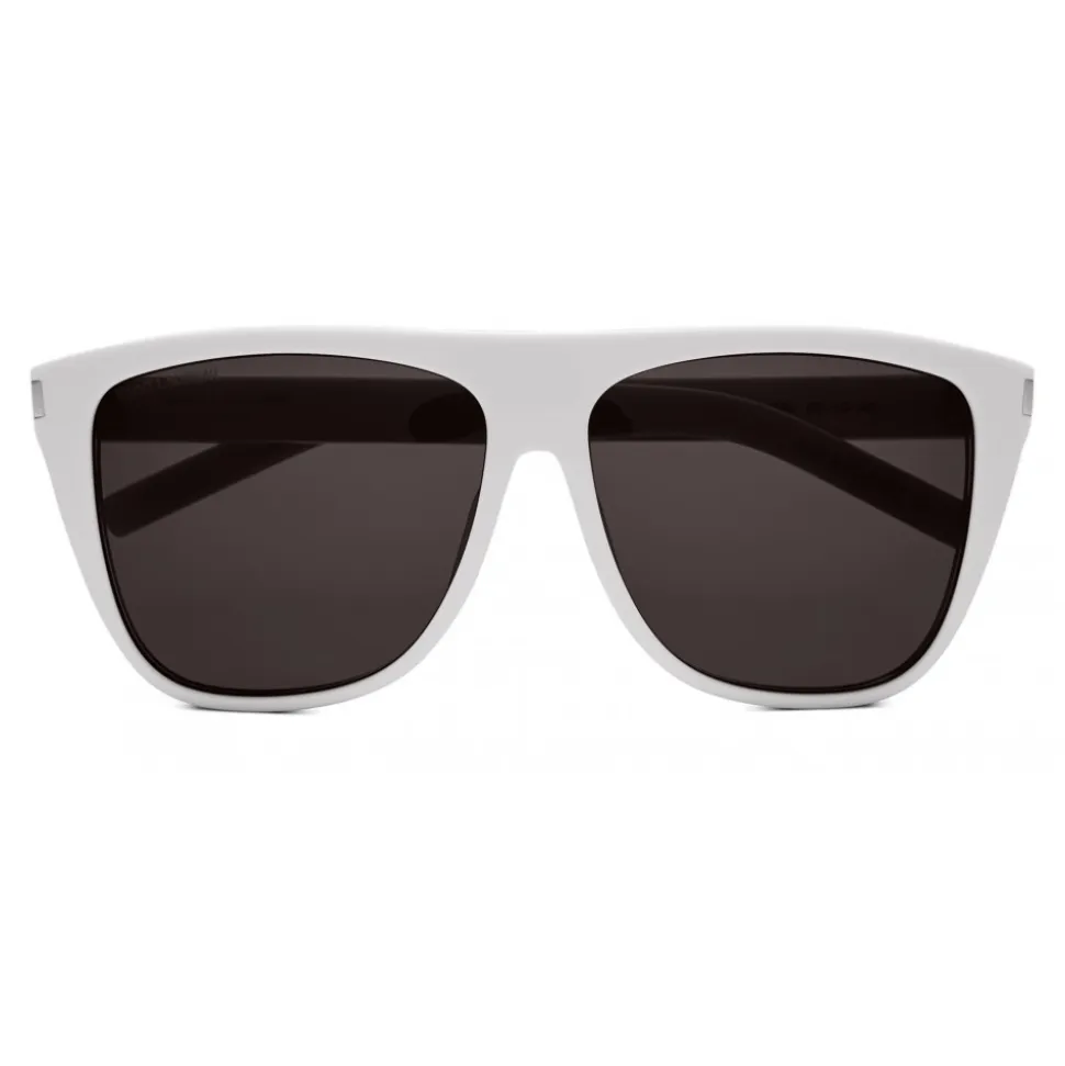 Yves Saint Laurent - New Wave SL 1/F Sunglasses with Square Wellington Frame - White Stonewash - Saint Laurent Eyewear - Avvenice