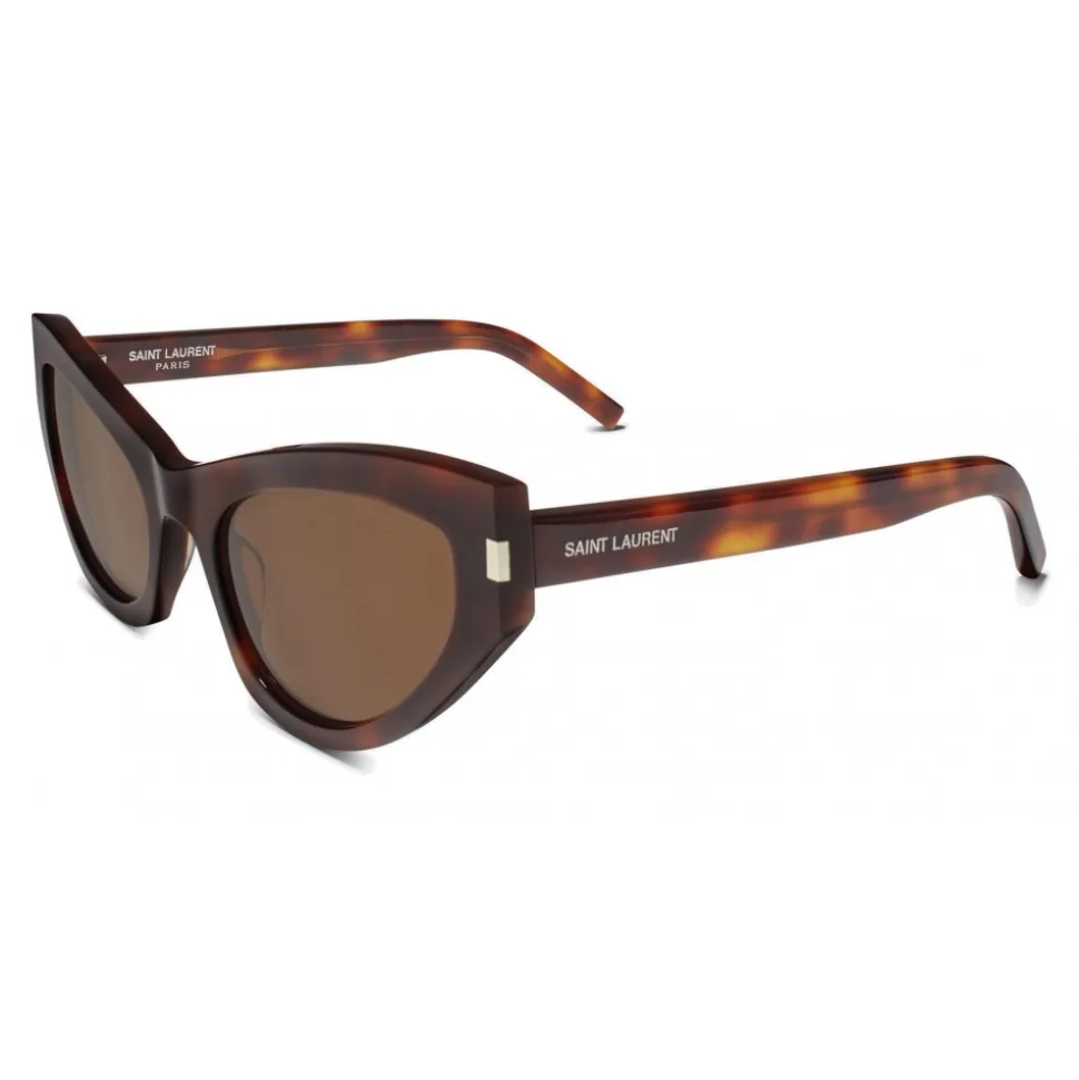 Yves Saint Laurent - New Wave SL 215 Grace Sunglasses with Triangular Frame - Havana - Saint Laurent Eyewear - Avvenice