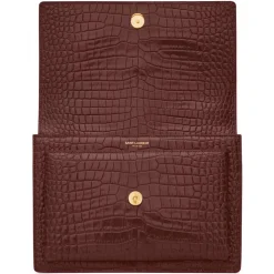 Yves Saint Laurent - Sunset Medium in Crocodile-Embossed Leather - Red Velvet - Saint Laurent Exclusive Collection - Avvenice