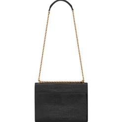 Yves Saint Laurent - Sunset Large in Crocodile-Embossed Leather - Black - Saint Laurent Exclusive Collection - Avvenice