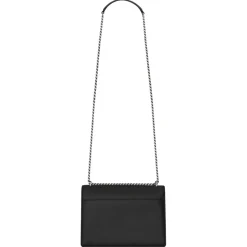 Yves Saint Laurent - Sunset Medium in Smooth Leather - Black Silver - Saint Laurent Exclusive Collection - Avvenice