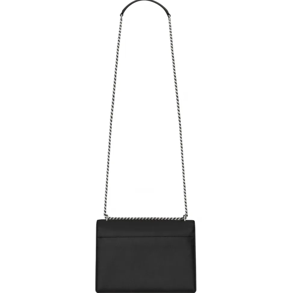 Yves Saint Laurent - Sunset Medium in Smooth Leather - Black Silver - Saint Laurent Exclusive Collection - Avvenice