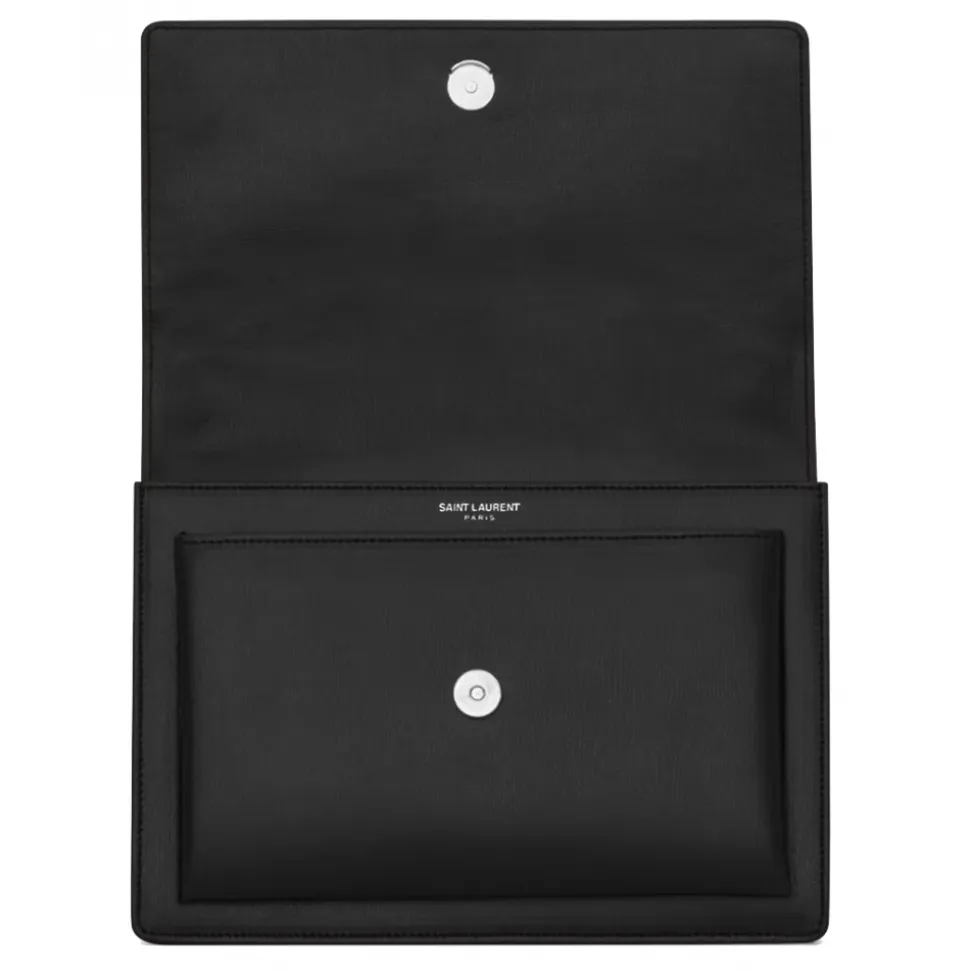 Yves Saint Laurent - Sunset Medium in Smooth Leather - Black Silver - Saint Laurent Exclusive Collection - Avvenice