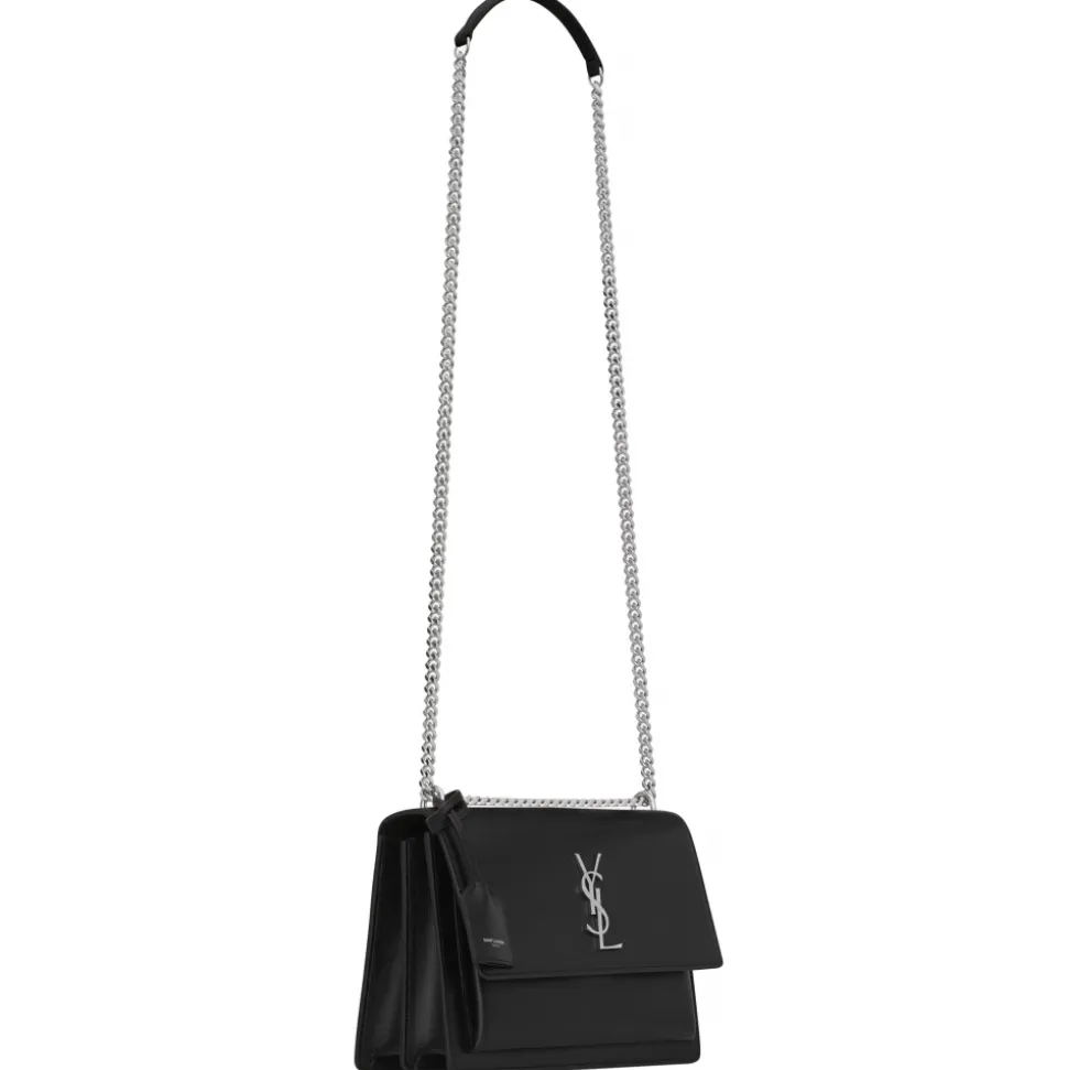 Yves Saint Laurent - Sunset Medium in Smooth Leather - Black Silver - Saint Laurent Exclusive Collection - Avvenice