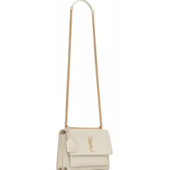 Yves Saint Laurent - Sunset Medium in Smooth Leather - Blanc Vintage - Saint Laurent Exclusive Collection - Avvenice