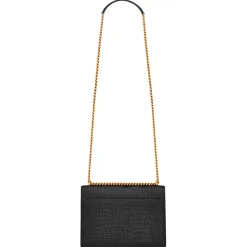 Yves Saint Laurent - Sunset Medium in Crocodile-Embossed Leather - Black - Saint Laurent Exclusive Collection - Avvenice