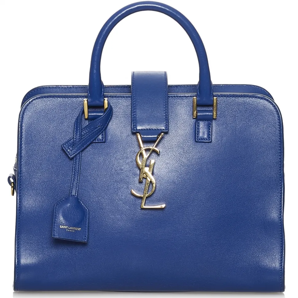 Yves Saint Laurent Vintage - Monogram Cabas Leather Satchel - Blue - Leather Handbag - Luxury High Quality - Avvenice
