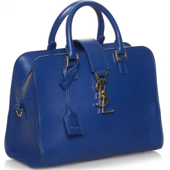 Yves Saint Laurent Vintage - Monogram Cabas Leather Satchel - Blue - Leather Handbag - Luxury High Quality - Avvenice
