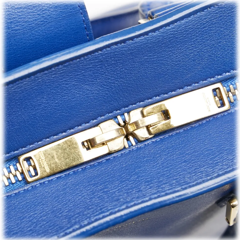 Yves Saint Laurent Vintage - Monogram Cabas Leather Satchel - Blue - Leather Handbag - Luxury High Quality - Avvenice