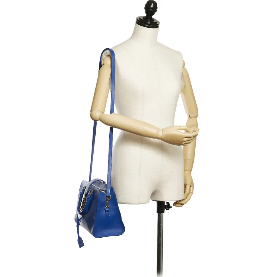 Yves Saint Laurent Vintage - Monogram Cabas Leather Satchel - Blue - Leather Handbag - Luxury High Quality - Avvenice