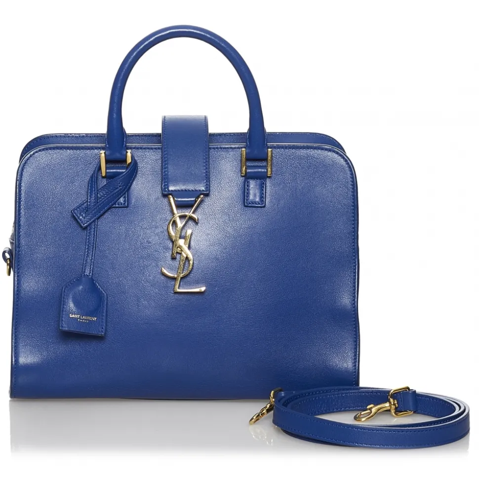 Yves Saint Laurent Vintage - Monogram Cabas Leather Satchel - Blue - Leather Handbag - Luxury High Quality - Avvenice